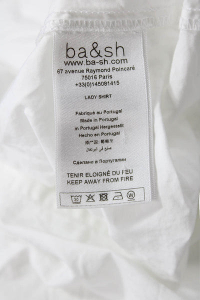 Ba&Sh Womens Cotton Collared Long Sleeve Snap Closure Blouse White Size XS