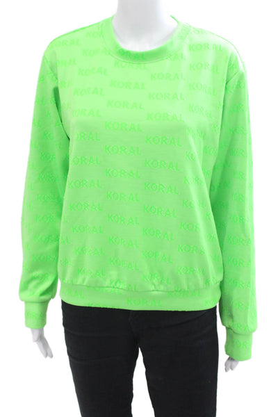 Koral Womens Monogram Long Sleeve Round Neck Sweatshirt Green Size S