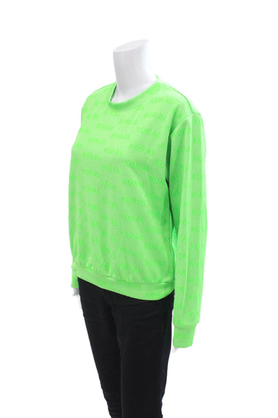 Koral Womens Monogram Long Sleeve Round Neck Sweatshirt Green Size S