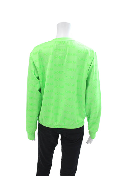 Koral Womens Monogram Long Sleeve Round Neck Sweatshirt Green Size S