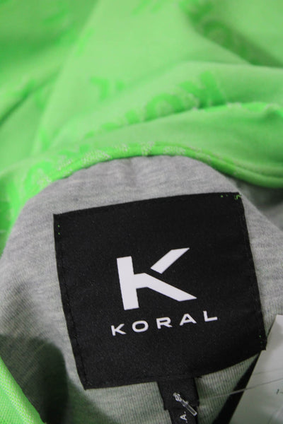Koral Womens Monogram Long Sleeve Round Neck Sweatshirt Green Size S