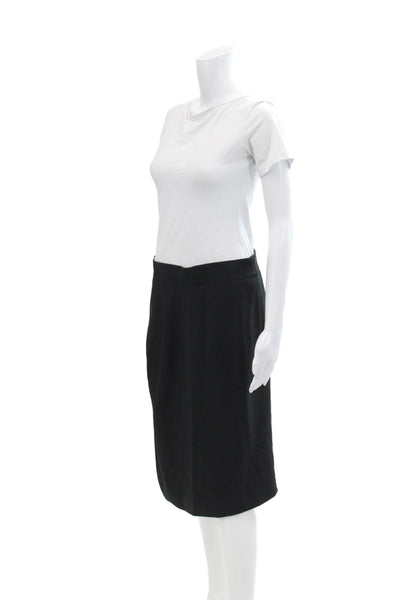 Akris Womens Back Zip Knee Length Crepe Pencil Skirt Black Wool Size 10