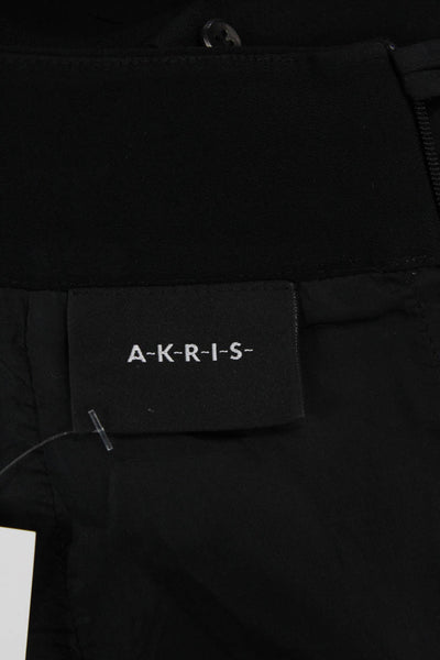 Akris Womens Back Zip Knee Length Crepe Pencil Skirt Black Wool Size 10