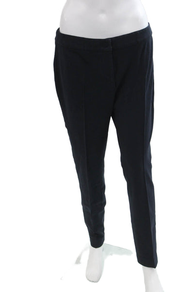 Akris Punto Womens Zipper Fly Mid Rise Pleated Knit Trouser Pants Blue Size 10