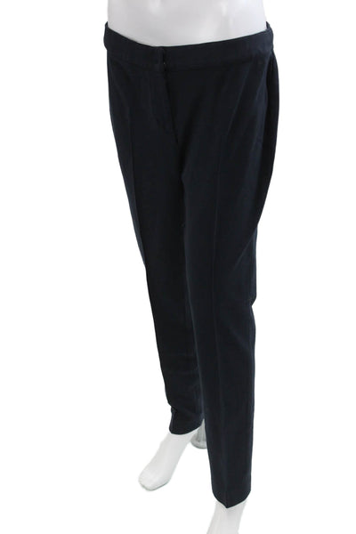 Akris Punto Womens Zipper Fly Mid Rise Pleated Knit Trouser Pants Blue Size 10