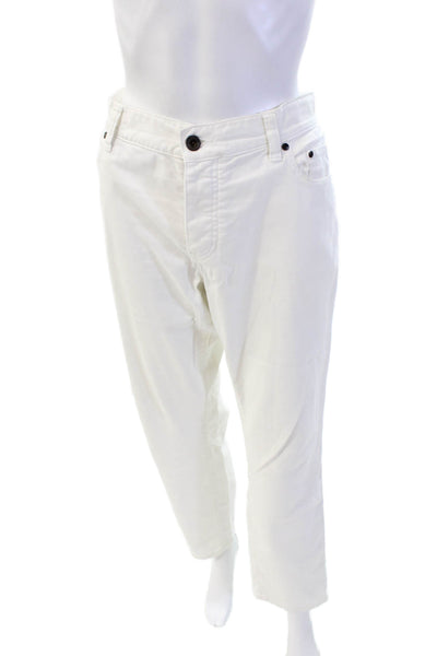 John Varvatos Womens Button Fly Straight Leg Pants White Size 34
