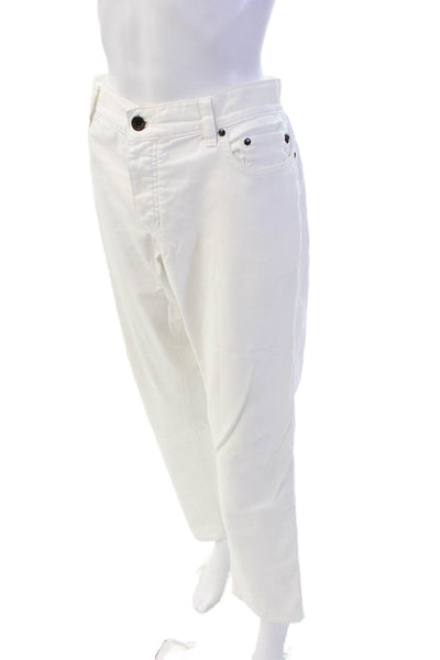 John Varvatos Womens Button Fly Straight Leg Pants White Size 34