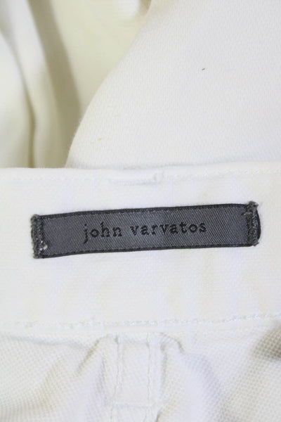 John Varvatos Womens Button Fly Straight Leg Pants White Size 34