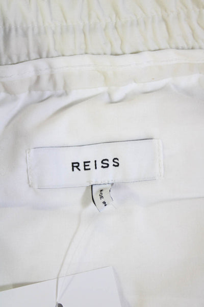 Reiss Womens Cotton Pleated Tie Waist Tapered Cargo Pants White Size 34"