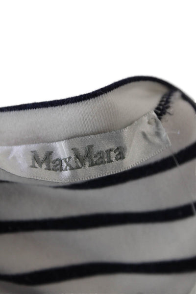 Max Mara Womens Long Sleeve Striped Colorblock T Shirt White Size XL