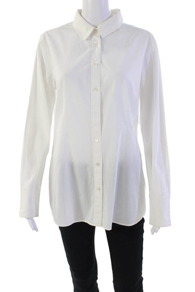 Black Saks Fifth Avenue Womens Long Sleeve Button Down Shirt White Size 10