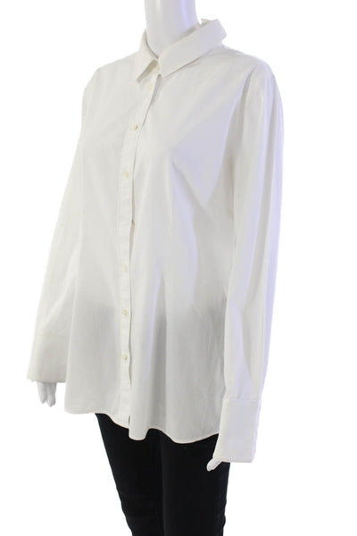 Black Saks Fifth Avenue Womens Long Sleeve Button Down Shirt White Size 10