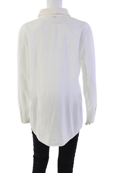 Black Saks Fifth Avenue Womens Long Sleeve Button Down Shirt White Size 10
