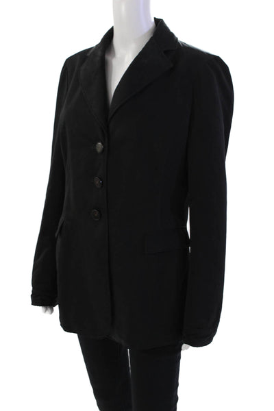 Armani Collezioni Womens Solid Button Down Mid Length Jacket Black Size 12