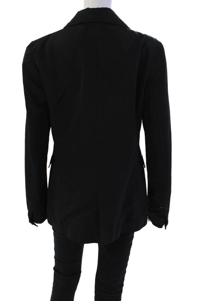 Armani Collezioni Womens Solid Button Down Mid Length Jacket Black Size 12