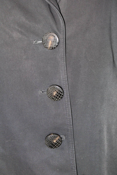 Armani Collezioni Womens Solid Button Down Mid Length Jacket Black Size 12
