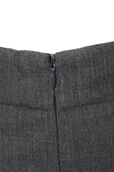 Akris Womens Back Zip Knee Length Pleather Pencil Skirt Gray Wool Size 10
