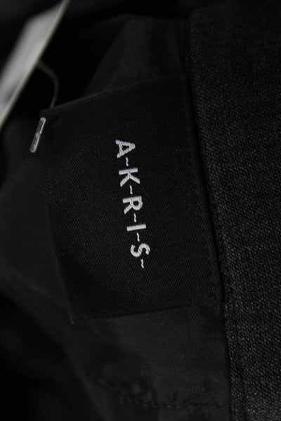 Akris Womens Back Zip Knee Length Pleather Pencil Skirt Gray Wool Size 10