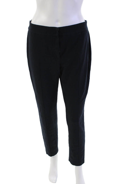 Akris Punto Womens Zipper Fly Mid Rise Pleated Knit Trouser Pants Navy Size 10