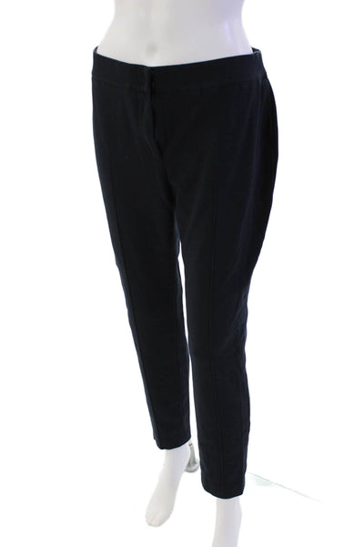 Akris Punto Womens Zipper Fly Mid Rise Pleated Knit Trouser Pants Navy Size 10