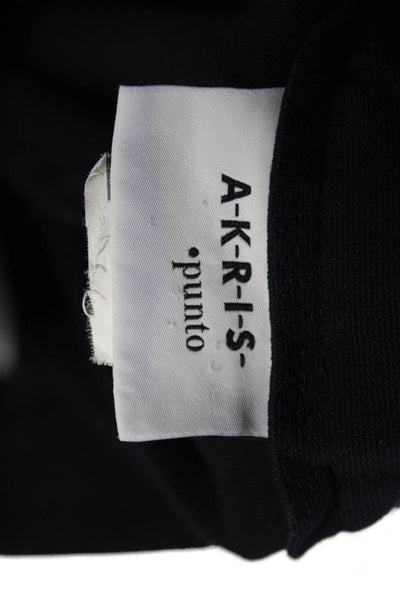 Akris Punto Womens Zipper Fly Mid Rise Pleated Knit Trouser Pants Navy Size 10