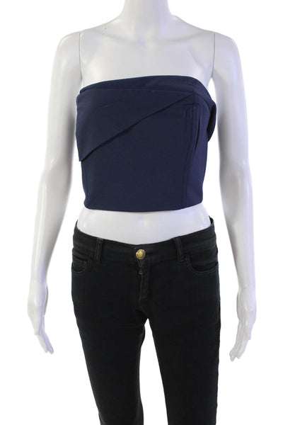 Re:Named Womens Layered Square Neck Hook Close Strapless Corset Top Navy Size M