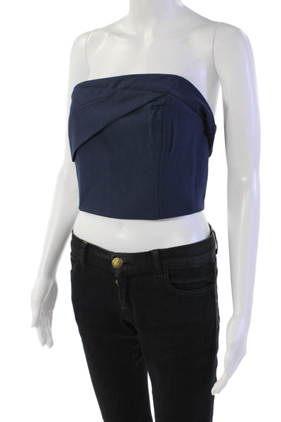 Re:Named Womens Layered Square Neck Hook Close Strapless Corset Top Navy Size M
