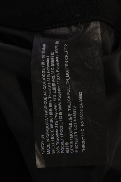 Theory Womens Three Pocket Elastic Waist Tapered Pants Trousers Black Size 8