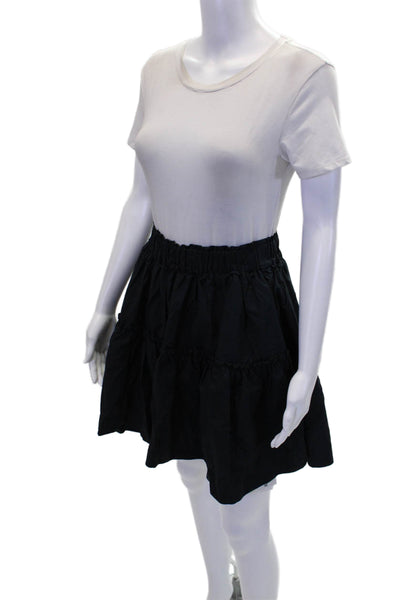 Maeve Anthropologie Womens Pull On A Line Skirt Black Cotton Size Extra Small