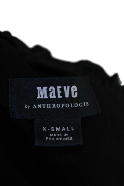 Maeve Anthropologie Womens Pull On A Line Skirt Black Cotton Size Extra Small