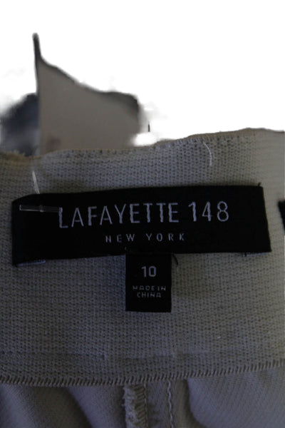 Lafayette 148 New York Womens Side Zip Pleated Trouser Pants Beige Size 10