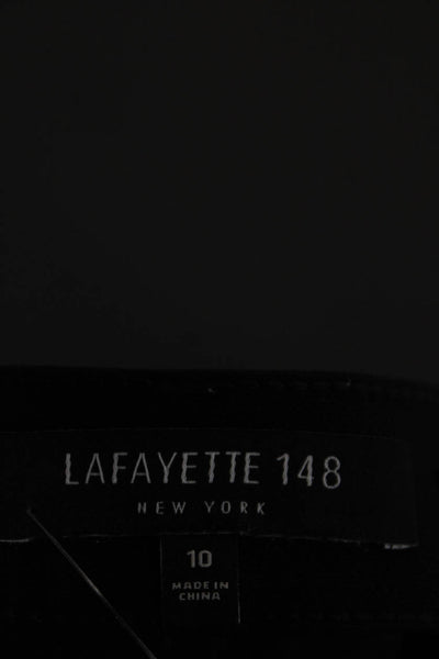 Lafayette 148 New York Womens Zipper Fly Mid Rise Pleated Pants Black Size 10