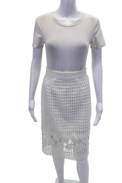 Aqua Cashmere Womens Knee Length Back Slit Pencil Skirt White Size Small