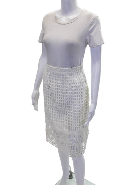 Aqua Cashmere Womens Knee Length Back Slit Pencil Skirt White Size Small