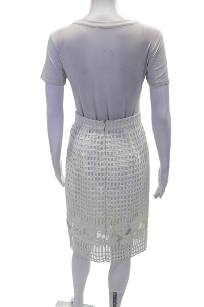 Aqua Cashmere Womens Knee Length Back Slit Pencil Skirt White Size Small