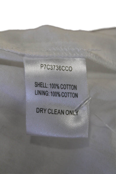 Parker Womens Eyelet Long Sleeves Sun Dress White Cotton Size Extra Small
