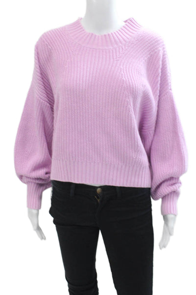 525 Womens Cotton Long Sleeve Pullover Crew Neck Sweater Purple Size L
