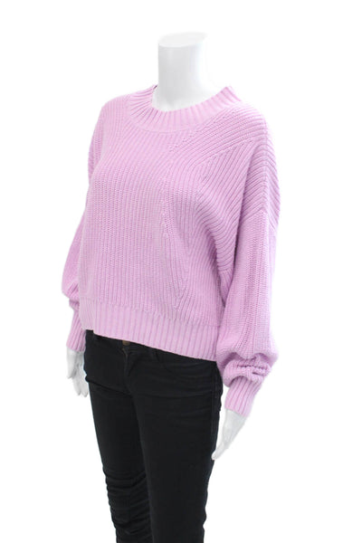 525 Womens Cotton Long Sleeve Pullover Crew Neck Sweater Purple Size L