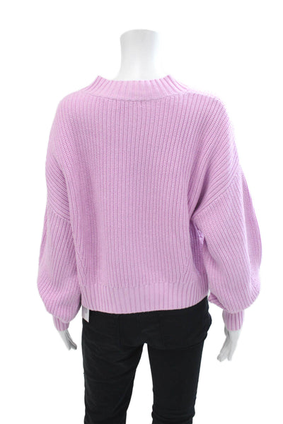 525 Womens Cotton Long Sleeve Pullover Crew Neck Sweater Purple Size L