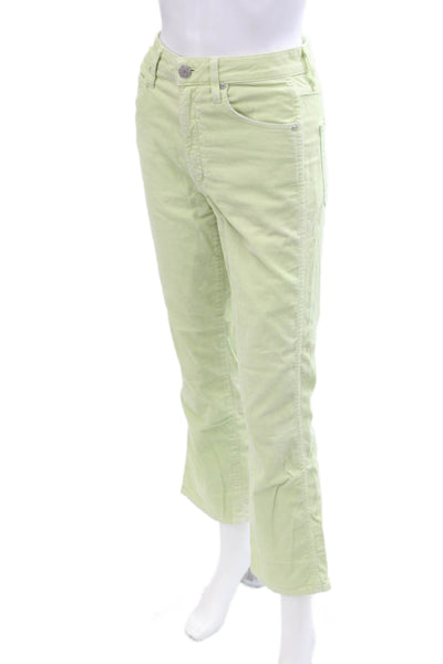 Amo Womens Zipper Fly Mid Rise Straight Leg Corduroy Pants Green Size 26