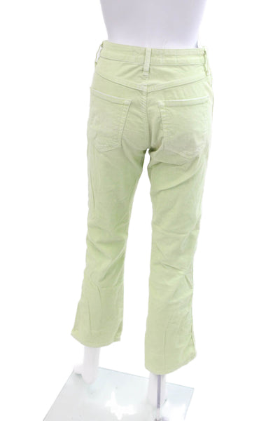 Amo Womens Zipper Fly Mid Rise Straight Leg Corduroy Pants Green Size 26