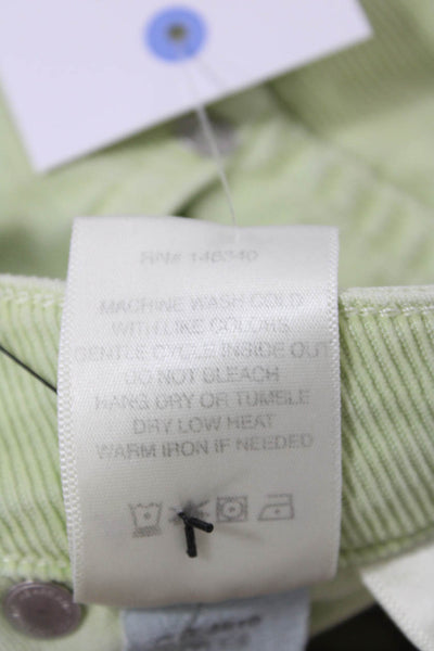 Amo Womens Zipper Fly Mid Rise Straight Leg Corduroy Pants Green Size 26