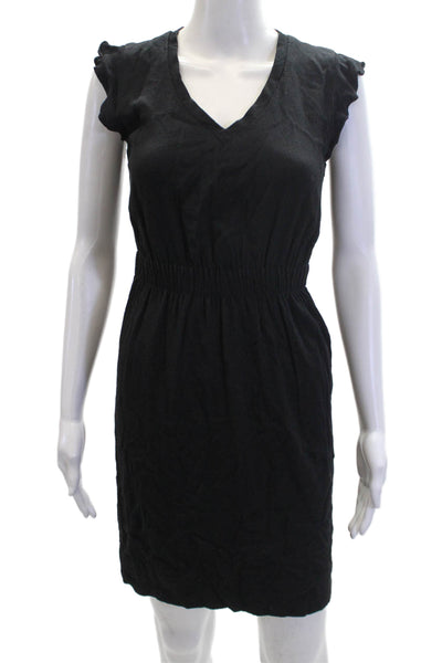 Kate Spade Womens Sleeveless Elastic Waist V-Neck Midi Dress Black Size 0