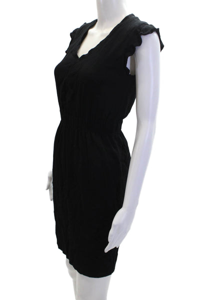 Kate Spade Womens Sleeveless Elastic Waist V-Neck Midi Dress Black Size 0