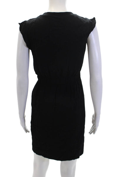 Kate Spade Womens Sleeveless Elastic Waist V-Neck Midi Dress Black Size 0