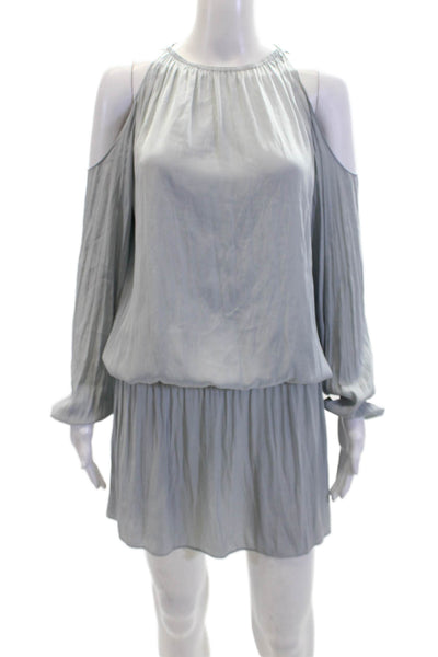 Ramy Brook Womens Cold Shoulder Round Neck Elastic Waist Dress Gray Size XS