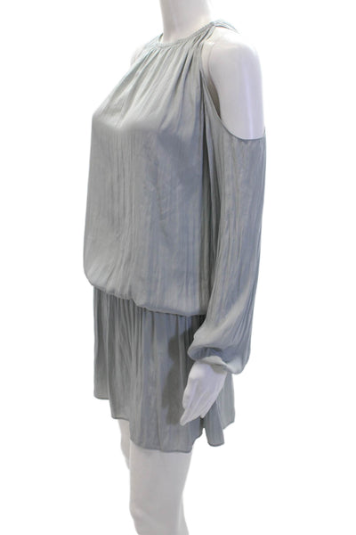 Ramy Brook Womens Cold Shoulder Round Neck Elastic Waist Dress Gray Size XS