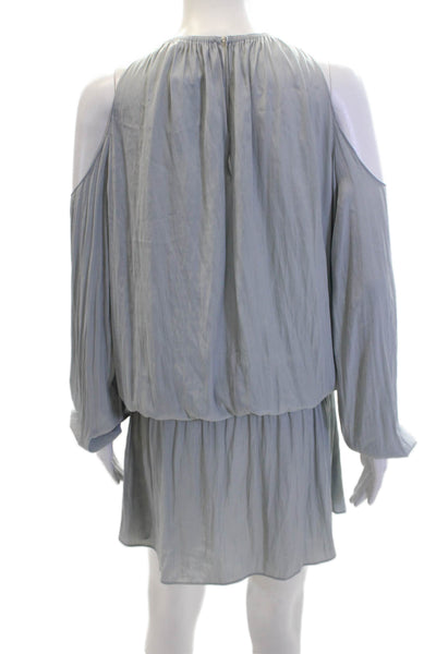 Ramy Brook Womens Cold Shoulder Round Neck Elastic Waist Dress Gray Size XS