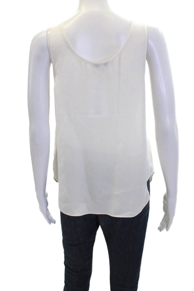 Joie Womens Silk Round Neck Sleeveless Button Lined Tank Top White Size M