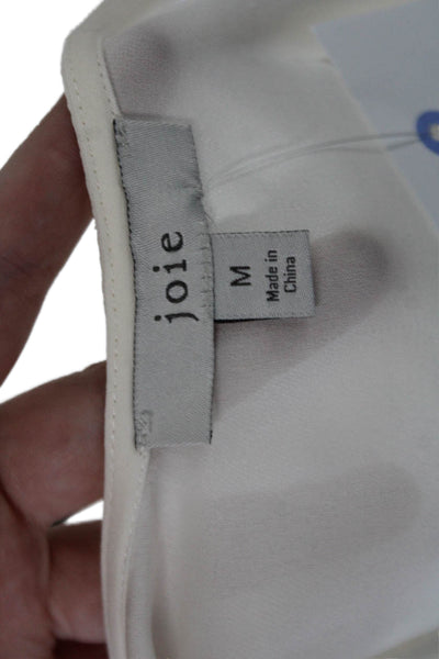 Joie Womens Silk Round Neck Sleeveless Button Lined Tank Top White Size M